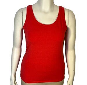 Nic+Zoe Tank Top Womens L Coral Red Scoop Neck Cotton Spandex